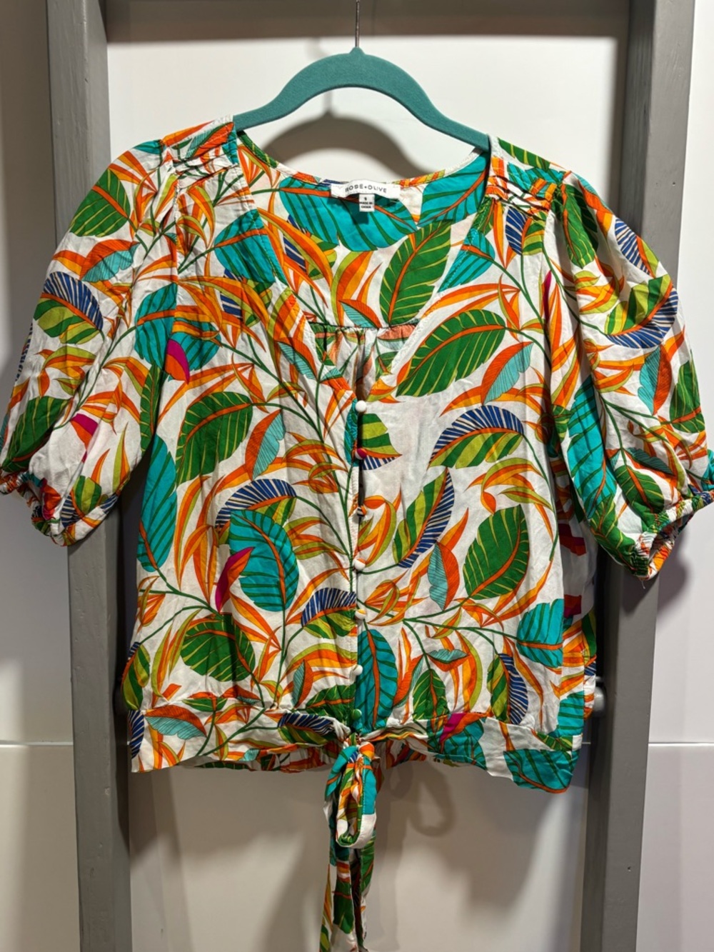 Rose & Olive women small top, costal cowgirl, tropical, bohemian, global village
